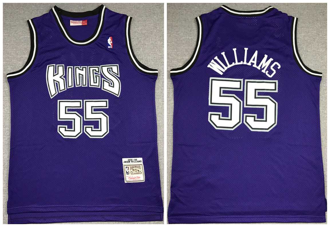 Mens Sacramento Kings Purple #55 Jason Williams 1998-99 Throwback Stitched NBA Jersey